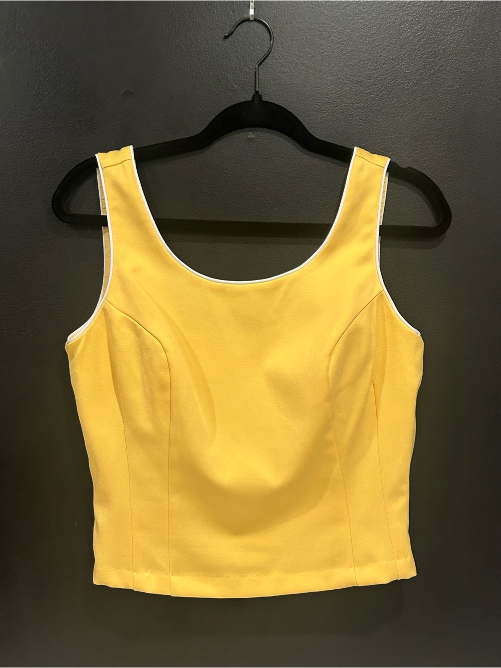 Vintage 90s Byer Too! Yellow Structured Tank Top Contrast Piping Trim Size 11 EU